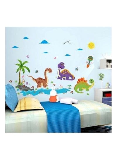 Buy Diy Cartoon Dinosaur Paradise Wall Stickers Multicolour in UAE