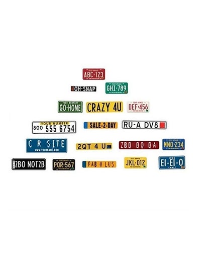 Buy DIY Art Wall Mural Creative Retro License Plate Multicolour in UAE