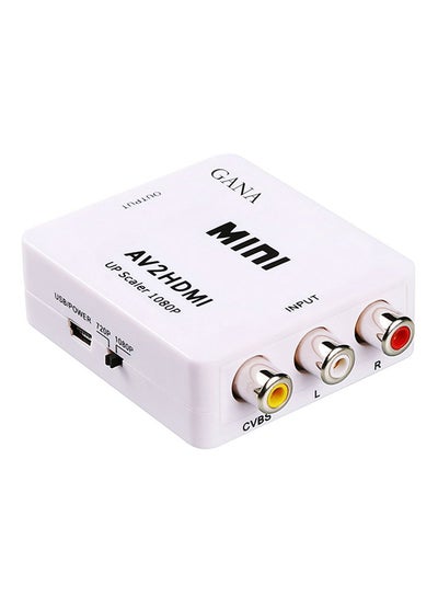 Buy 1080P Mini HDMI To VGA RCA AV Composite Adapter Converter White in Saudi Arabia