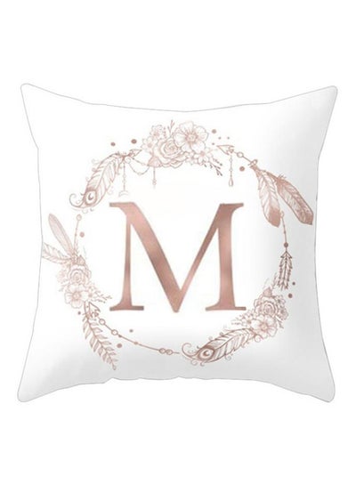 Buy Flower Floral Letter Throw Pillow Case Cover polyester Multicolour in UAE