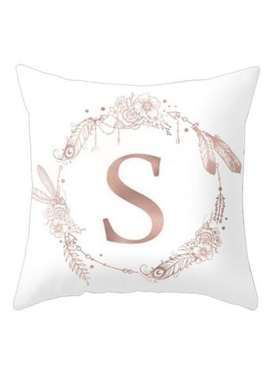 Buy Flower Floral Letter Throw Pillow Case Cover polyester Multicolour in Saudi Arabia