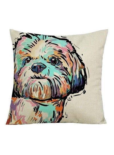 Buy Fashion Cartoon Dog Waist Throw Pillow Case Linen White 45x45cm in Saudi Arabia