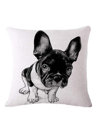 اشتري Pug Dog Pillow Case Cover linen white/Black في الامارات