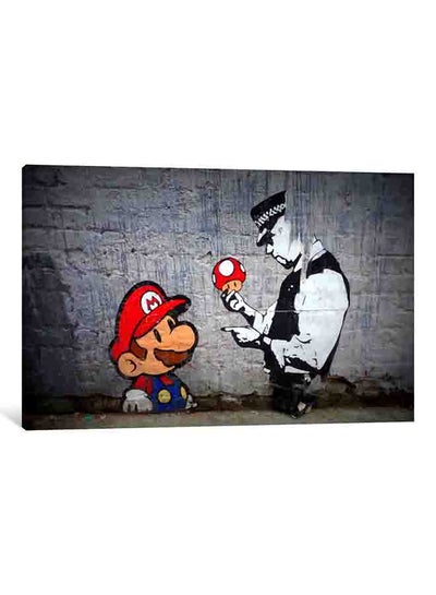 Banksy Stencil Super Mario Canvas Print Wall Art Multicolour