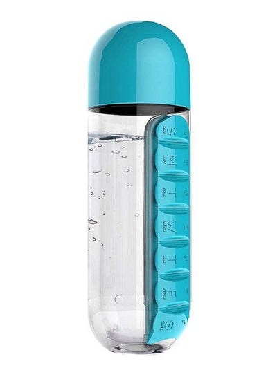 Buy 2-In-1 Sport Water Bottle With Pill Organizer Blue/Clear 3.1 x 9.3inch in Egypt