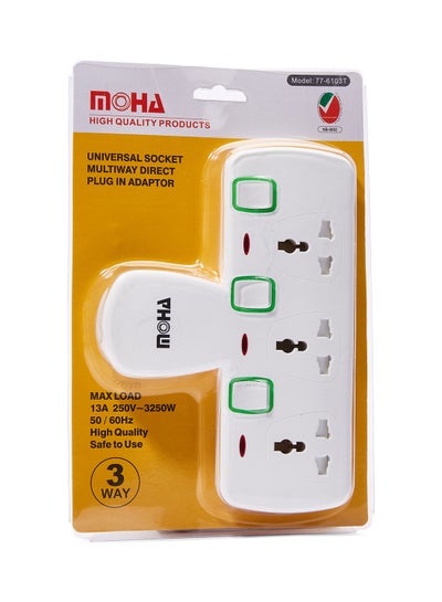 Buy 3-Way T-Socket Extension With Individual Switch White in UAE