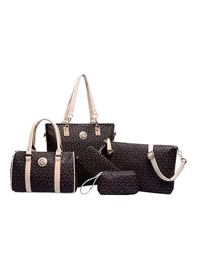 Buy 5-Piece Composite Bag Set Brown/White in UAE