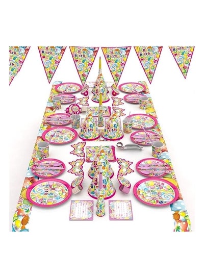 اشتري Party Supplies Tablecloth Plates Multicolour في السعودية