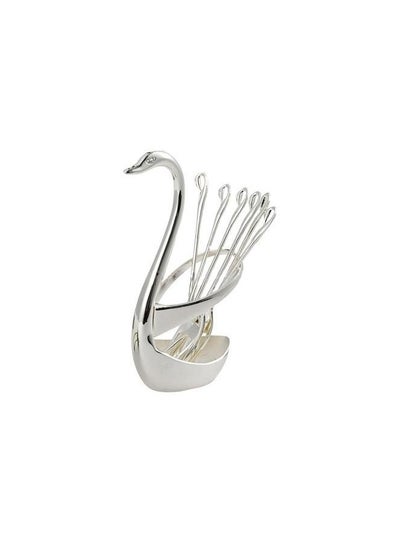 اشتري Cutlery Cutter For Fruit Food Fork With 3 Prongs And 3 Spoons فضي في الامارات