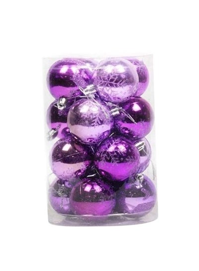 اشتري 16-Piece Painted Balls Bauble Decorations Bright Ball أرجواني 6 سنتيمتر في الامارات