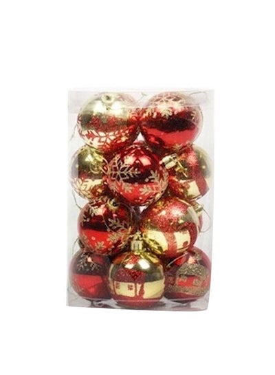 اشتري 16-Piece Painted Bubble Decorations Bright Ball Red/Golden 4 centimeter في الامارات