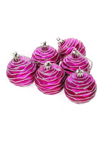 اشتري 6-Piece  Balls Bubble  Tree Hanging Ornament Pink 6 سنتيمتر في الامارات