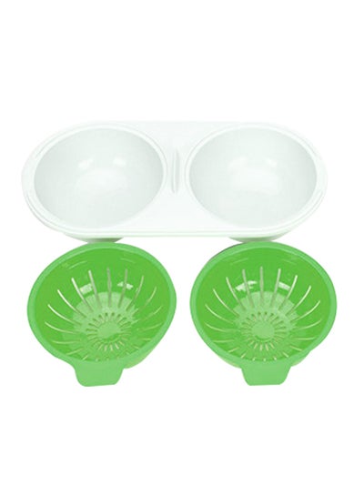 Buy Microwave Oven Eggs Poacher With Lid Green 22centimeter in UAE