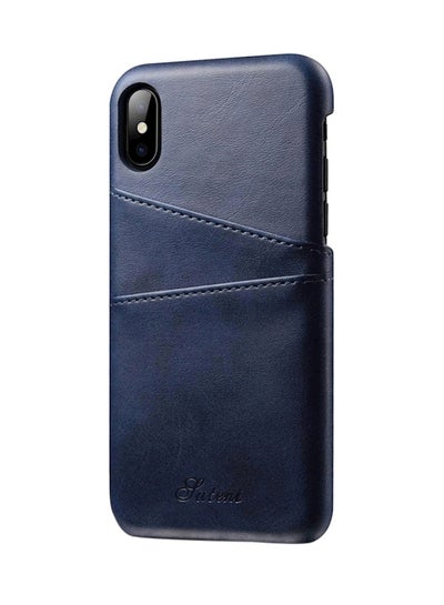 Buy Protective Wallet Card Case Cover For Apple iPhone X/Xs Blue in Saudi Arabia