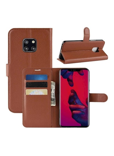 Buy Protective Wallet Card Case Cover With Kickstand For  Huawei Mate 20 Pro Brown in Saudi Arabia