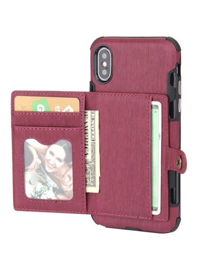 Buy Protective Wallet Card Case Cover For Apple iPhone Xs Max Red in Saudi Arabia