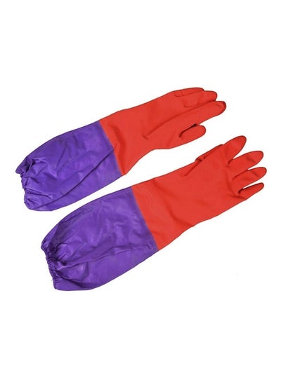Buy Reusable Waterproof Cleaning Gloves Purple/Red 120grams in Saudi Arabia