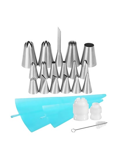 Buy 22-Piece Cake Decorating Set Silver/Blue/White in UAE