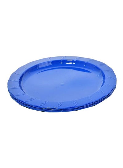 Buy 5-Piece Plastic Round Plate Blue in Saudi Arabia