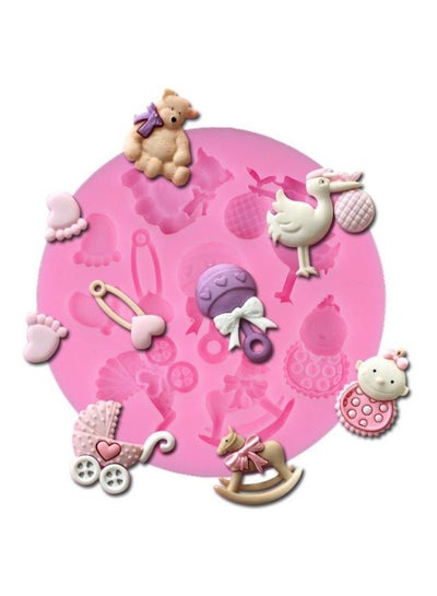 Buy 10-Cavity 3D Baby Shower Themed Mould Pink in UAE