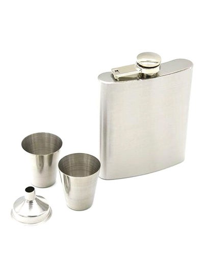 Buy Hip Flask With Funnel Set Silver in Saudi Arabia