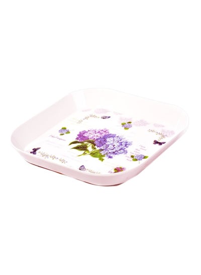 Buy Melamine Square Plate White/Purple/Green 18centimeter in Saudi Arabia