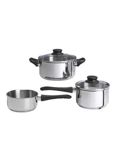 Buy 5-Piece Stainless Steel Cookware Set Silver/Black in Saudi Arabia