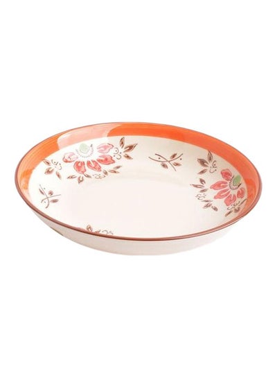 Buy Ceramic Plate White/Orange 20x20centimeter in Saudi Arabia