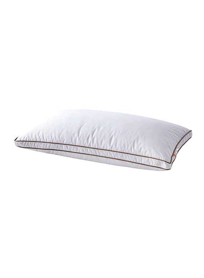 Buy Duck Feather Filling Pillow With Cover Microfiber White Queen in UAE