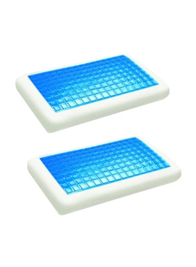 Buy 2-Piece Gel Memory Foam Pillow Set Blue/White 40x70centimeter in Saudi Arabia