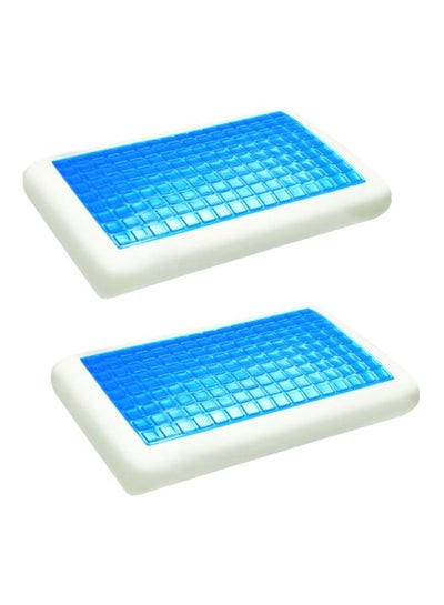 Buy 2-Piece Memory Foam White/Blue 40X70centimeter in Saudi Arabia