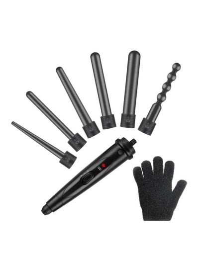 Buy 6 in 1 interchangeable Wand Hair curling Iron set Black in UAE