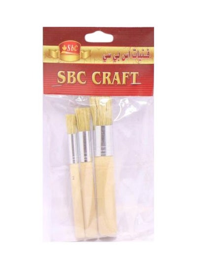 Buy Set Of 3 Paint Brushes Beige/Silver in Saudi Arabia