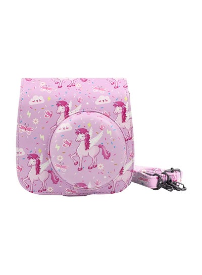 Buy Unicorn Printed Polyurethane Camera Bag Pink in Saudi Arabia