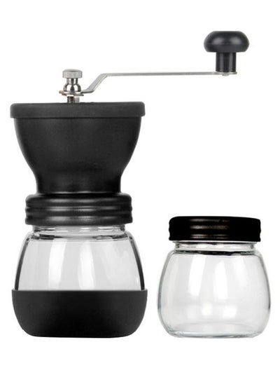 Buy Manual Coffee Bean Grinder With Glass Jars Black/Clear in UAE