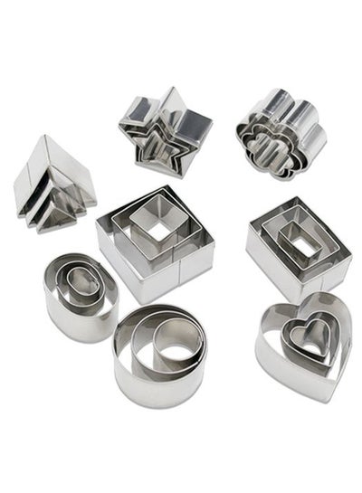 Buy 24-Piece Cookie Cutters Silver in Saudi Arabia