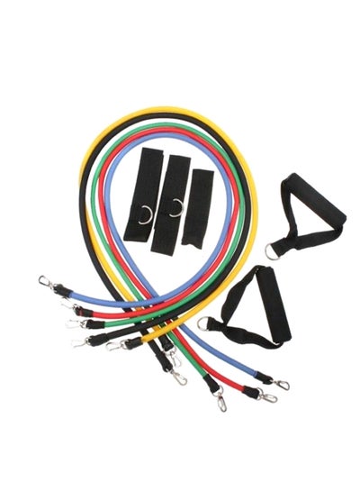 Buy 11-Piece Latex Resistance Bands Fitness Exercise Tube Rope Set 455grams in UAE