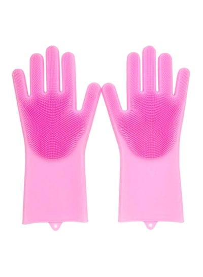 Buy 2-Piece Silicone Glove Set Pink in Saudi Arabia