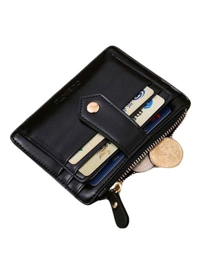 Buy Leather Wallet With Zipper Black in UAE