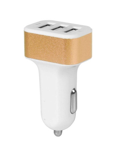 Buy 3 Port USB Car Charger White/Gold in UAE