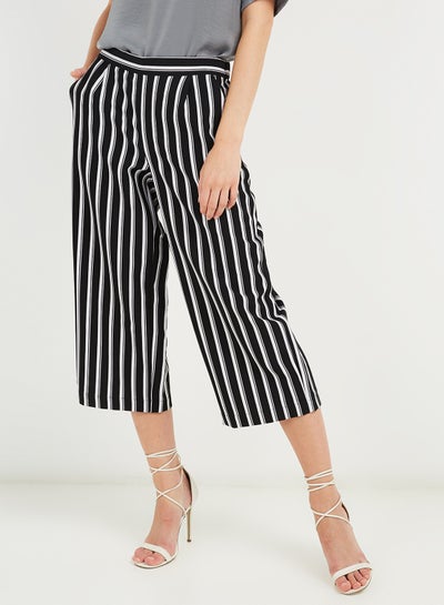 Buy Striped Wide Pants Black/White in Saudi Arabia
