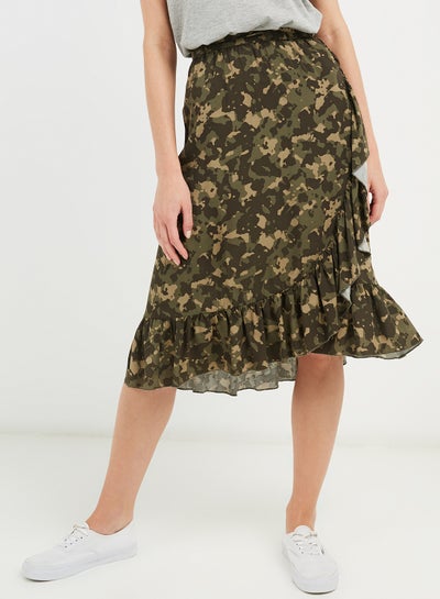 Buy Camouflage Pattern Skirt Green in UAE