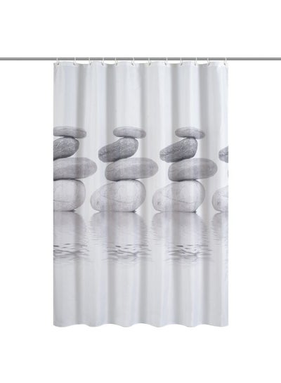 Buy Mildewproof Shower Curtain With Hook Grey 180 x 180cm in Saudi Arabia