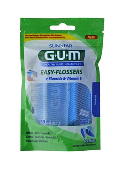 Buy 30-Piece Gum Easy-Flossers-Icy Mint Blue 8cm in UAE