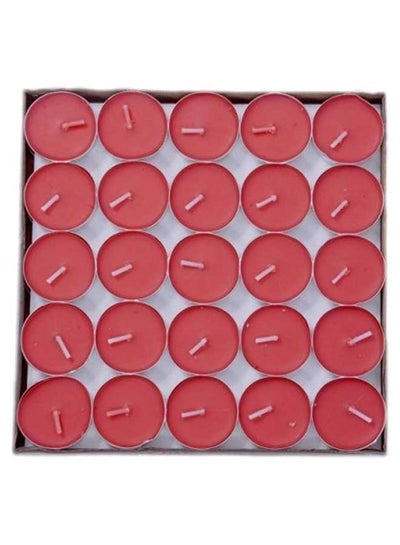 Buy 25-Piece Tealight Candle Set Red in Saudi Arabia