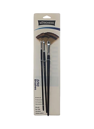 Buy 3-Piece Paint Brush Set Black/Silver/Brown in Egypt