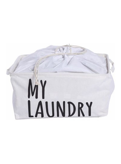 Buy Laundry Storage Bag White/Black 47x32x3cm in Saudi Arabia
