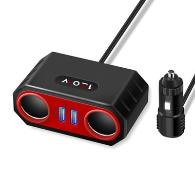 Buy Dual USB Car Charger with Cigarette Lighter Socket Black in UAE