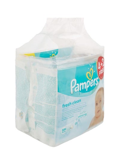 Buy Fresh Clean Baby Wipes Value Box 6 Packs x 64 Wipes, 384 Count in UAE