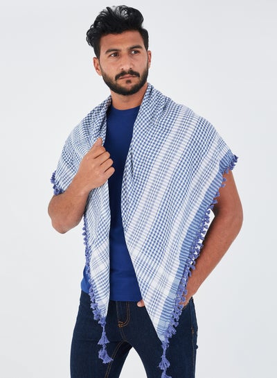 Buy Plaid Arabic Shemagh Scarf Blue/White in UAE